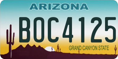 AZ license plate BOC4125