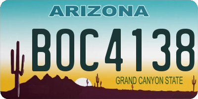 AZ license plate BOC4138