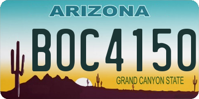 AZ license plate BOC4150