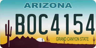 AZ license plate BOC4154