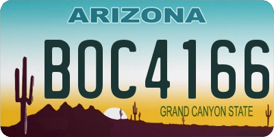 AZ license plate BOC4166