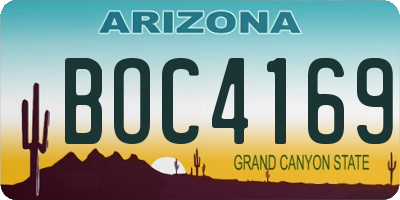AZ license plate BOC4169