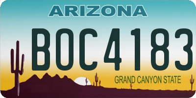 AZ license plate BOC4183