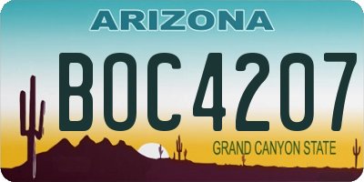 AZ license plate BOC4207