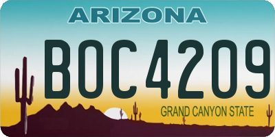 AZ license plate BOC4209