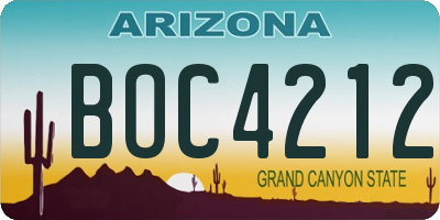 AZ license plate BOC4212