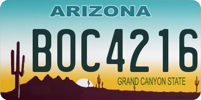 AZ license plate BOC4216