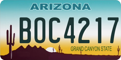 AZ license plate BOC4217