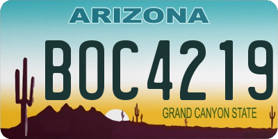 AZ license plate BOC4219