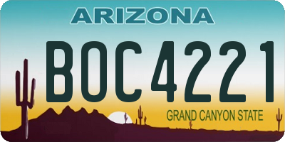 AZ license plate BOC4221