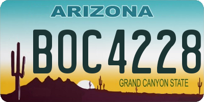 AZ license plate BOC4228
