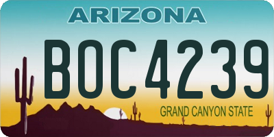 AZ license plate BOC4239