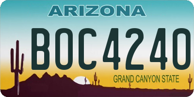 AZ license plate BOC4240