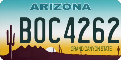 AZ license plate BOC4262
