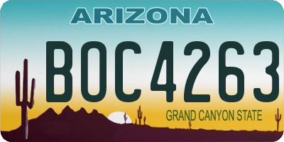 AZ license plate BOC4263