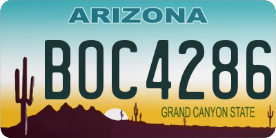 AZ license plate BOC4286
