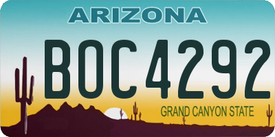 AZ license plate BOC4292