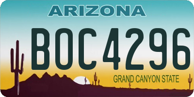 AZ license plate BOC4296