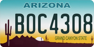 AZ license plate BOC4308