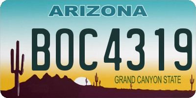 AZ license plate BOC4319