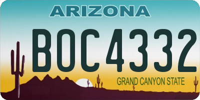 AZ license plate BOC4332