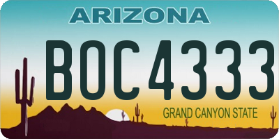 AZ license plate BOC4333