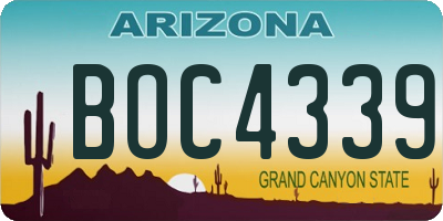 AZ license plate BOC4339