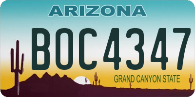 AZ license plate BOC4347