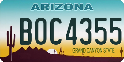 AZ license plate BOC4355