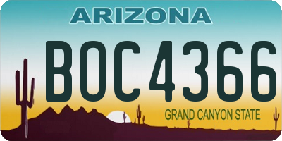 AZ license plate BOC4366