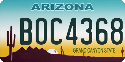 AZ license plate BOC4368