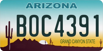AZ license plate BOC4391