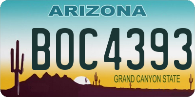 AZ license plate BOC4393