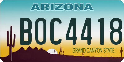 AZ license plate BOC4418