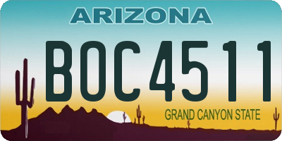 AZ license plate BOC4511