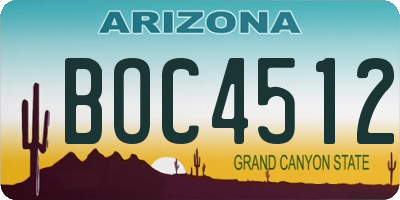 AZ license plate BOC4512