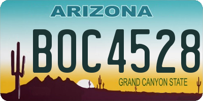 AZ license plate BOC4528
