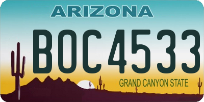 AZ license plate BOC4533