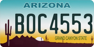 AZ license plate BOC4553