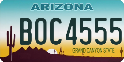 AZ license plate BOC4555