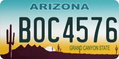 AZ license plate BOC4576