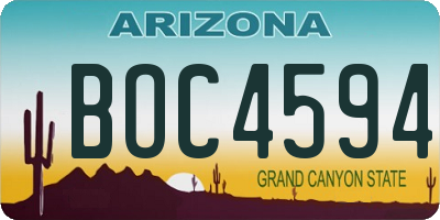 AZ license plate BOC4594