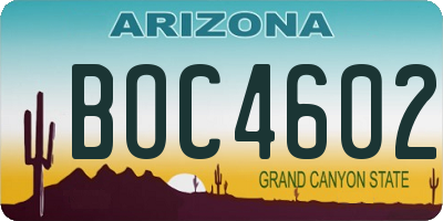 AZ license plate BOC4602