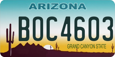 AZ license plate BOC4603