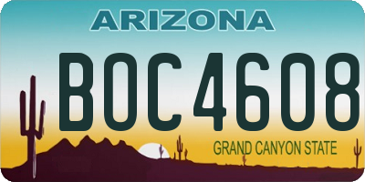 AZ license plate BOC4608