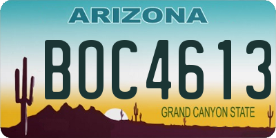 AZ license plate BOC4613