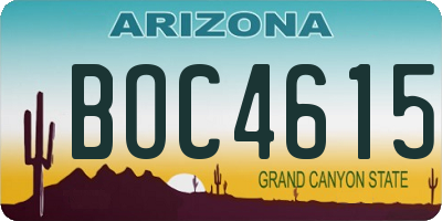 AZ license plate BOC4615