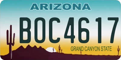 AZ license plate BOC4617