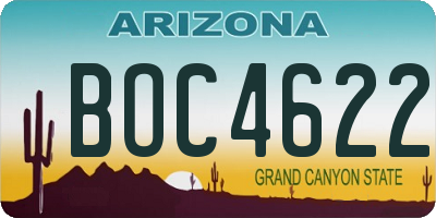 AZ license plate BOC4622