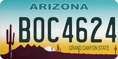 AZ license plate BOC4624